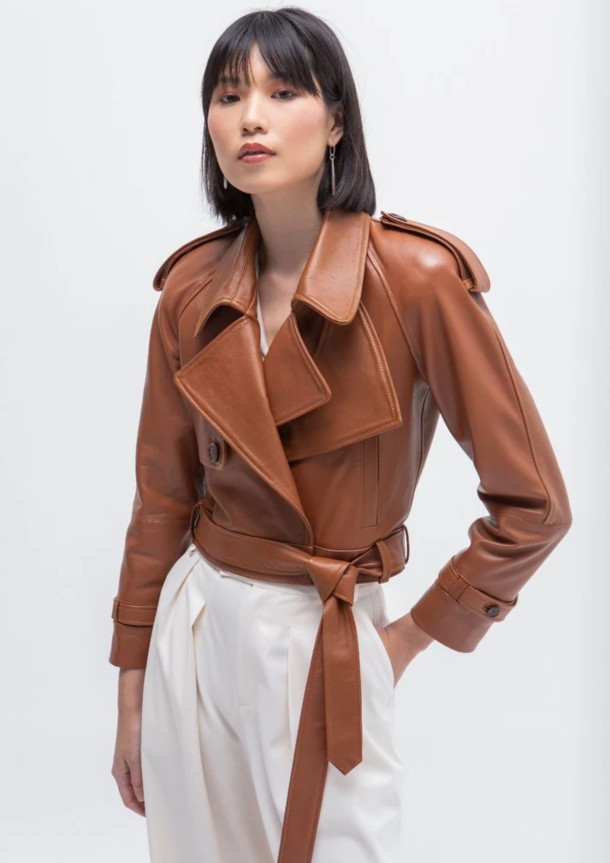 Cazadora piel camel