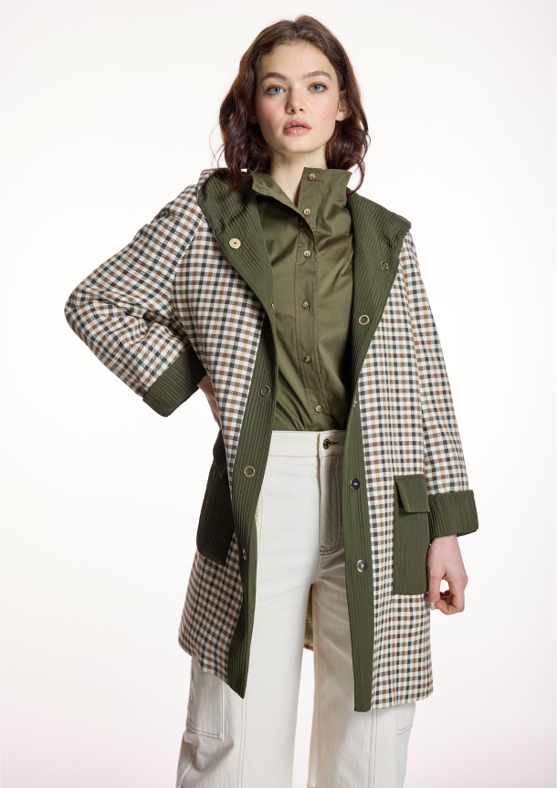 parka largo de cuadros